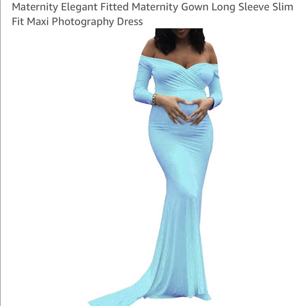Elegant blue Maternity Dress